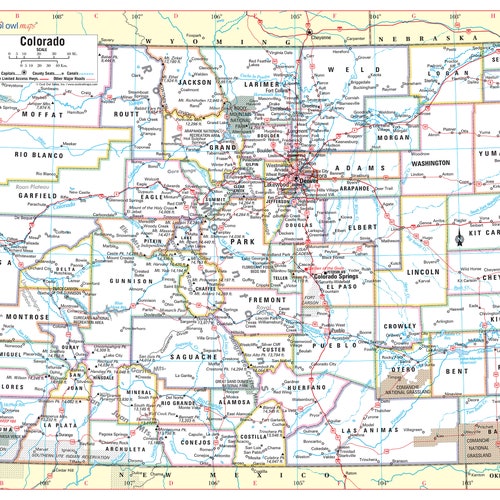 Colorado State Wall Map Large Print Poster - Etsy