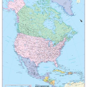 North America Continent Map Wall Poster