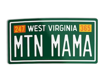 West Virginia Mountain Mama License Plate Sticker | John Denver Song | Waterproof Vinyl Sticker