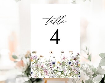 Wildflower Table Numbers Template, Cottage Garden Table Numbers, Garden Table Numbers, Table Numbers Template, Printable