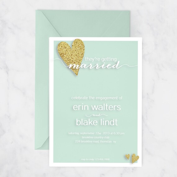 Items similar to Printable Mint Gold Glitter Glam Engagement Party