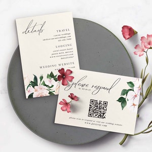 Suite de boda floral boho tropical, respuesta de código QR, invitación de boda de destino, plantilla de boda imprimible, descarga instantánea, boda DIY imagen 4