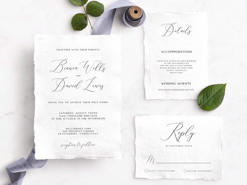 Calligraphy Classic Romantic Invitation Suite Printable Template DIY Instant Download image 2