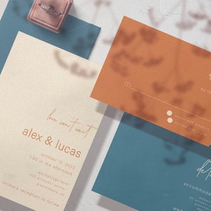 Minimal Wedding Invitation Template Terracotta Desert Colorblock RSVP ...