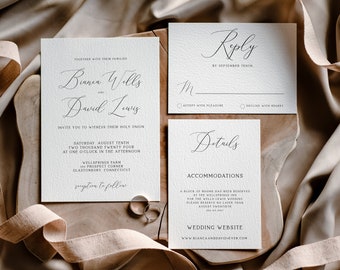 Calligraphy Classic Romantic Invitation Suite Printable Template DIY Instant Download