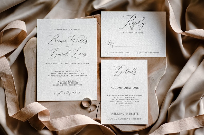 Calligraphy Classic Romantic Invitation Suite Printable Template DIY Instant Download image 1