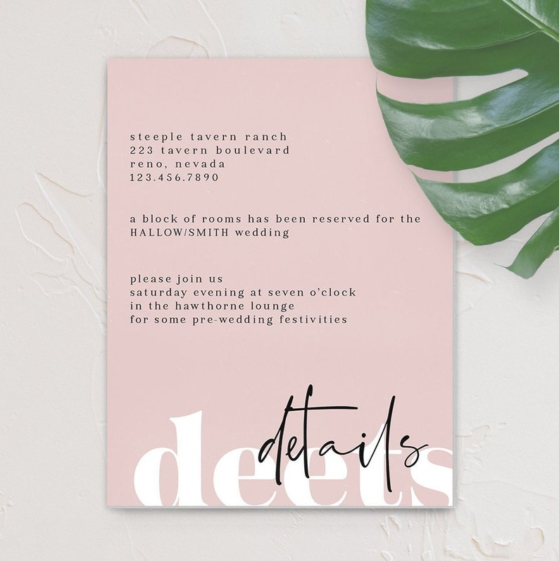 Printable Wedding Invitation Suite RSVP Info Card Typography Modern Handwritten Script image 5