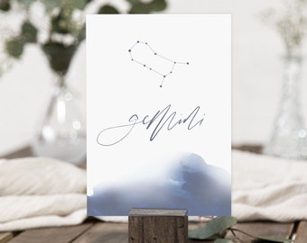 Celestial Watercolor Table Numbers Template, Zodiac Table Number, Constellation Table Numbers, Printable Table Numbers, Astrology Template