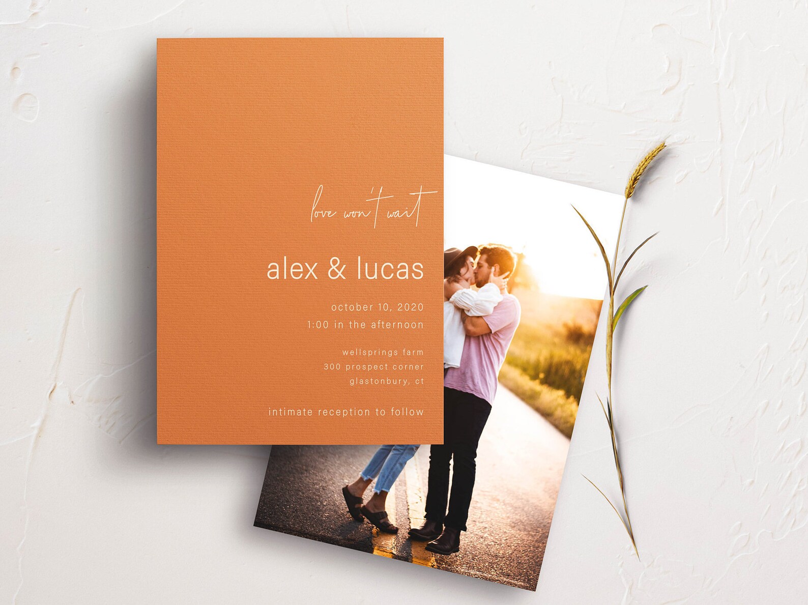 Minimal Wedding Invitation Template Terracotta Desert Colorblock RSVP ...