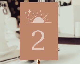 Celestial Table Numbers, Wedding Table Number Template, Sun Stars, Printable Table Numbers, DIY Wedding Template, Celestial Wedding