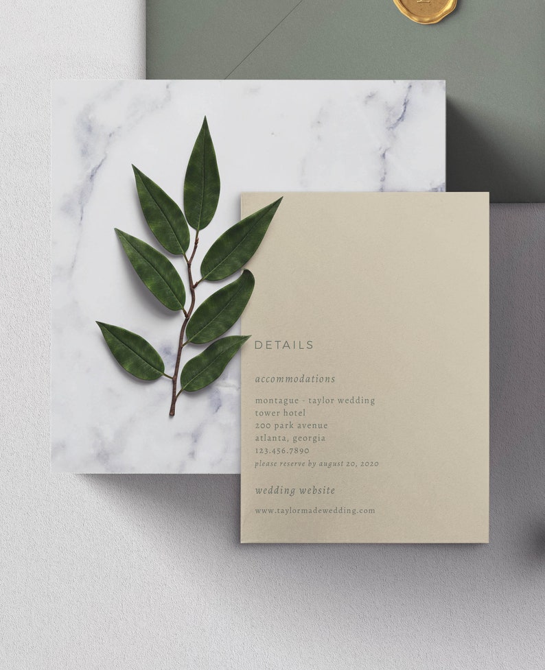 Printable Modern Marble Geometric Wedding Invitation Suite RSVP Details Card image 4