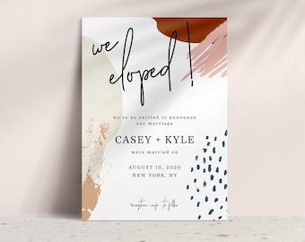 Abstract Wedding Announcement Elopement Printable Template Instant Download Corjl Best Listing