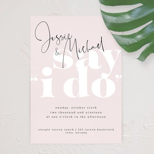 Printable Wedding Invitation Suite RSVP Info Card Typography Modern Handwritten Script image 3