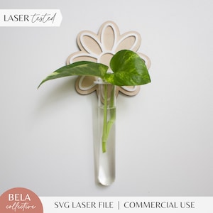 SVG de propagação de plantas | Suporte para pendurar margaridas | Decoração moderna de quarto infantil em madeira e acrílico | Arquivos de corte a laser Glowforge | Monstro Pothos