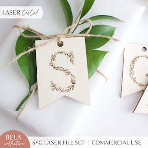 SCOREN Wildflower bloemen wimpel cadeaukaartje SVG-bestanden | Glowforge lasersnijden van hout | Kerstcadeaus Kous gesneden patroon