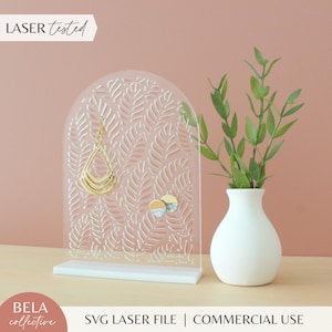 Leaf Arch Earring Stand SVG Laser Cut File for Glowforge, Stud Earring Holder, Minimalist Jewelry Display Stands for Earrings