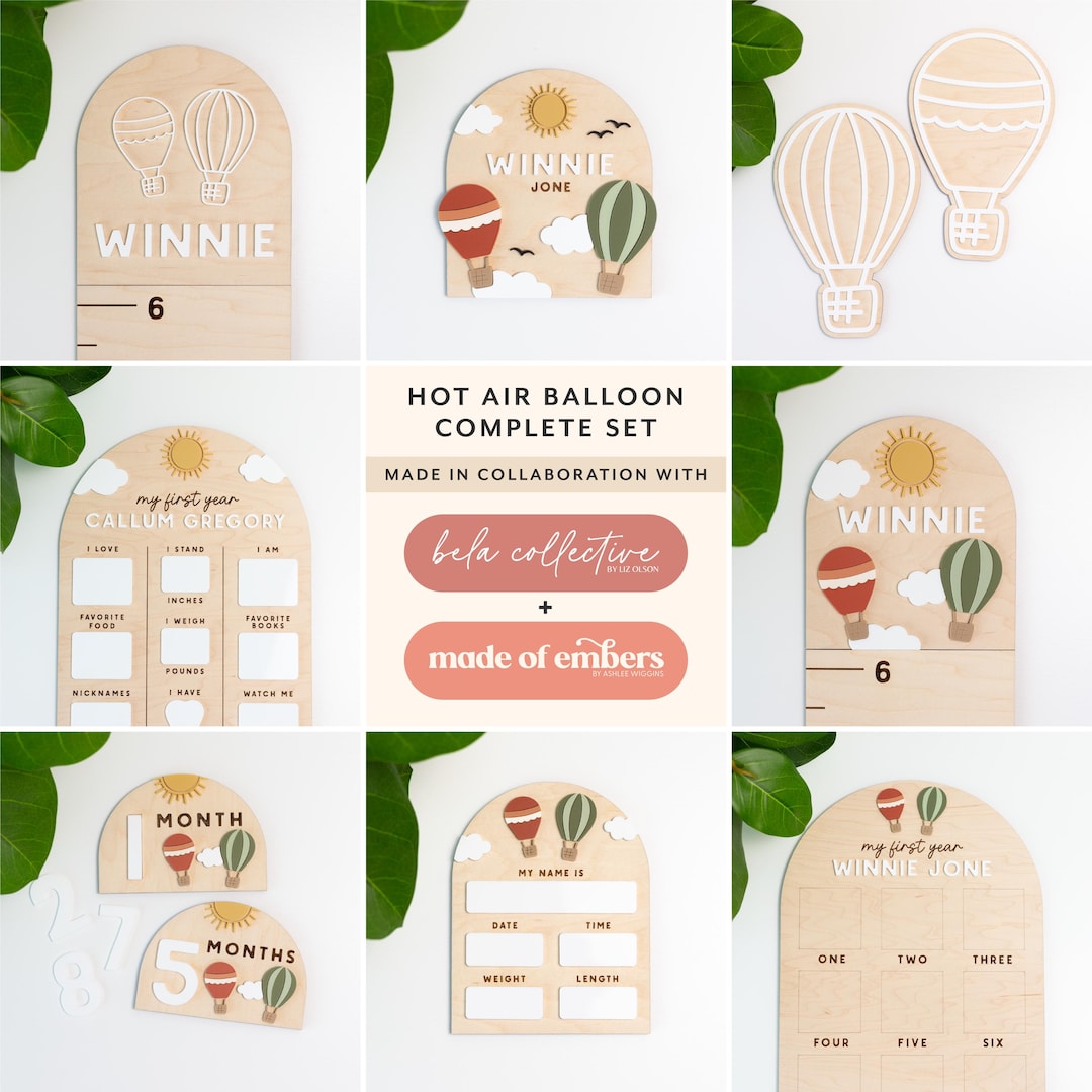 SVG Hot Air Balloon Baby Name Sign | Acrylic Cut File for Laser Cutting ...