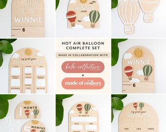 SVG Hot Air Balloon Baby Name Sign | Acrylic Cut File for Laser Cutting | Modern City Baby Wood Decor | Customize Personalized Sign