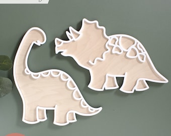 SVG Dinosaur Wall Decal Art Files | Wood Nursery Decor | Boy Gender Neutral | Kids Wall Art | Cut File Glowforge Lasers | Wooden Dino