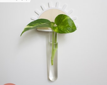 Plant Propagation SVG | Mini Sun Hanging Holder | Wood and Acrylic Modern Kids Decor | Glowforge Laser Cutting Files | Monstera Pothos