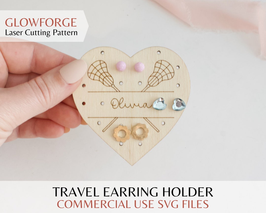 Lacrosse Travel Earring Holder SVG Laser Cut File for Etsy