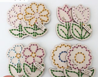 SVG Flowers Set Yarn Embroidery Sewing Set for Laser Cutting, Mothers Day Kids First Sewing Project, Craft Kit DIY, Glowforge Cut File