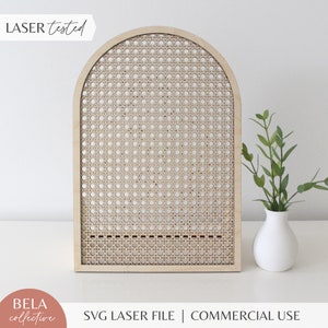 SVG Medium Rattan Cane Arch Earring Display Stand, Laser Cut File for Glowforge, Peg Board Wood Earring Holder, Beginner Craft Show Fair