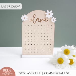 Supporto per orecchini SVG Daisy Arch / File tagliato al laser per Glowforge / Portagioielli personalizzato / Orecchini pendenti / Minimalista acrilico in legno