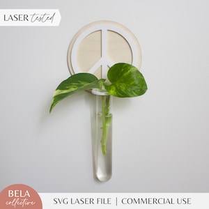 SVG de propagação de plantas | Suporte para sinal de paz | Decoração moderna de quarto infantil em madeira e acrílico | Arquivos de corte a laser Glowforge | Monstro Pothos
