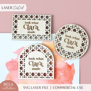 SVG Rattan Look What I Made Magnet Set for Laser Cutting, Boho Kids Decor, Wood Arch Sign