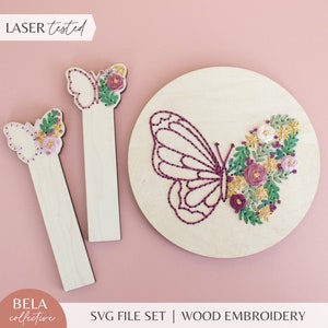 Modelli di ricamo a farfalla SVG per taglio laser, kit di progetto per principianti Glowforge, file di taglio, set di kit per ricamo, modello di punto moderno