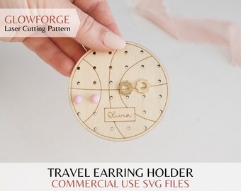 Basketball Travel Earring Holder SVG Laser Cut File for Glowforge | Kids Sports | Stud Earring Holder | Minimalist Jewelry Display