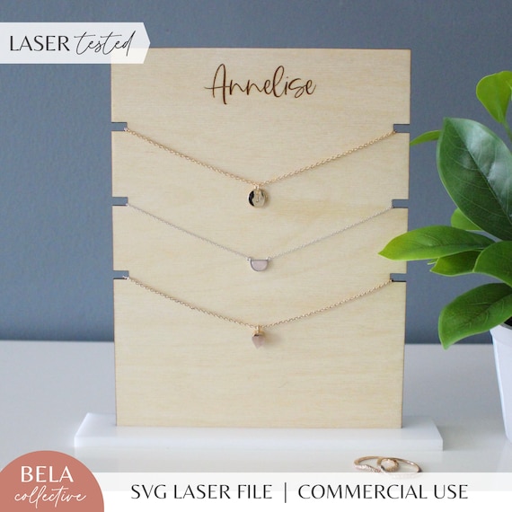 Modern Necklace Holder SVG Laser Cut File for Glowforge Custom Jewelry Display Personalized Jewelry Stand