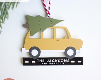 Vintage SUV Christmas Tree Ornament SVG: Personalized Laser Cut File