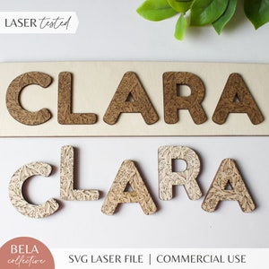 SVG-sjabloon met wilde bloemennaam puzzel | Aangepaste naambord babymeisje | Houten en acryl baby kindermuurkunst | Digitaal snijbestand Glowforge-lasers