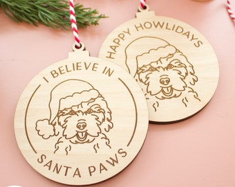 34 Dog Breed Ornaments SVG Files Set | Laser Engraving Merry Woofmas Happy Howlidays I Believe In Santa Paws | Wood Pet Christmas Ornaments