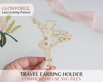 Ballerina Travel Earring Holder SVG Laser Cut File for Glowforge | Kids Sports | Stud Earring Holder | Minimalist Jewelry Display Ballet