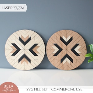 Aztec Geometryczna sztuka drewna SVG Plik wycinany laserowo dla Glowforge, Barn Quilt Nowoczesny wystrój drewna, Mid Century Modern Wall Hanging