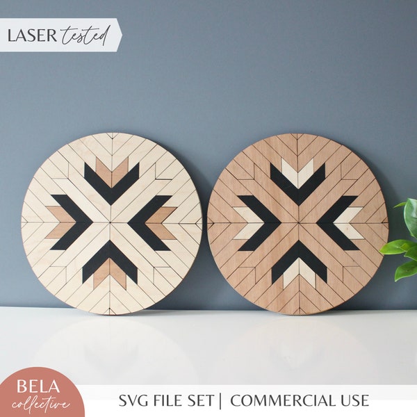 Aztec Geometric Wood Art SVG Laser Cut File for Glowforge, Barn Quilt Modern Wood Decor, Mid Century Modern Wall Hanging