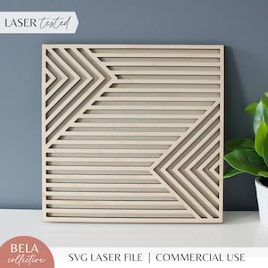 Plik SVG Geometryczna grafika liniowa wycinana laserowo dla Glowforge, Geometryczny nowoczesny wystrój z drewna, nowoczesna dekoracja ścienna z połowy wieku