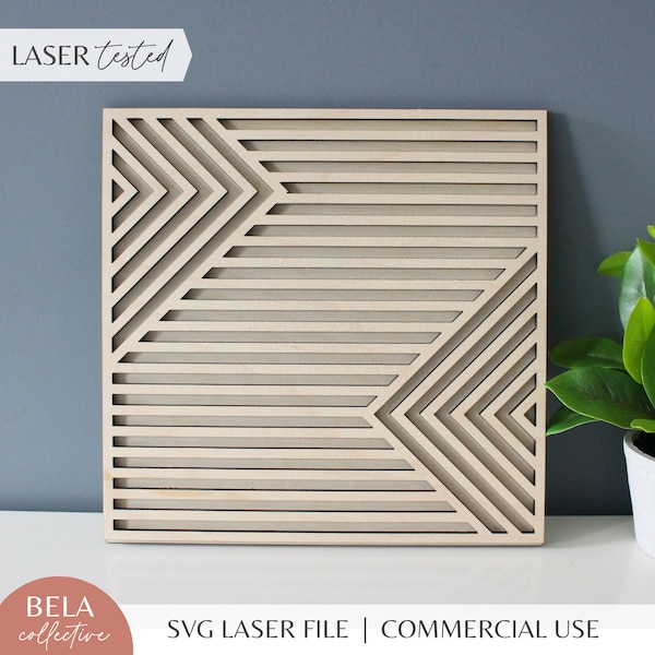 SVG Geometric Line Art Laser Cut File for Glowforge, Geometric Modern Wood Decor, Mid Century Modern Wall Hanging