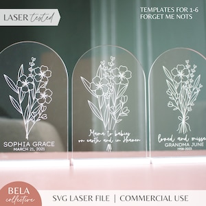 Bouquets commémoratifs de la fête des mères SVG | Perte d'un nourrisson, fausse couche, décès d'un être cher, souvenir | Partitions florales et fichiers de gravure