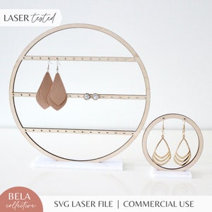 Circle Bar Earring Stands SVG Laser Cut File for Glowforge, Stud Earring Holder, Minimalist Jewelry Display Geometric Stands for Earrings