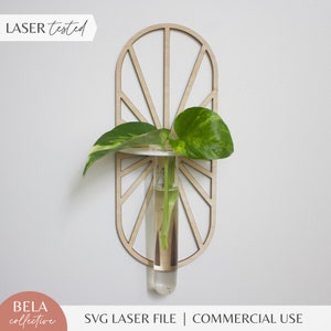 SVG de propagação de plantas | Suporte para pendurar raios solares | Decoração moderna de quarto infantil em madeira e acrílico | Arquivos de corte a laser Glowforge | Monstro Pothos