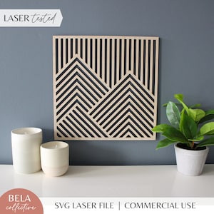 Mountain Wall Art SVG Laser Cut File for Glowforge, Geometric Modern Wood Decor, Mid Century Modern Wall Hanging