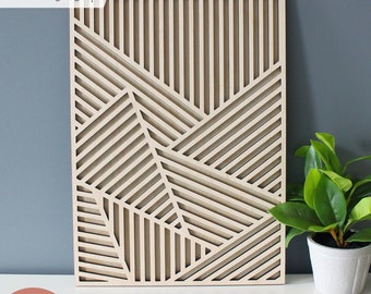 Geometric Wood Line Art SVG Laser Cut File for Glowforge, Modern Rectangle Wood Decor, Mid Century Modern Wall Hanging