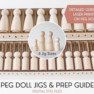 Peg Doll Lasering Jig 4er Set | SVG Digitale Dateien für den Laserdruck Glowforge | Montessori Holzspielzeug multikulturelle Lernheld