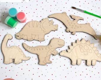 SVG Set of 11 Paintable Dinosaur Shapes | Wood Birthday Party Favors Kit | Boy Gender Neutral | Kids Wall Art | Cut File Glowforge Lasers