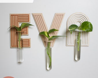 Plant Propagation SVG | Full Alphabet Set | Wood and Acrylic Modern Kids Decor | Glowforge Laser Cutting Files | Monstera Pothos