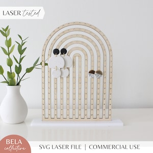 SVG Modern Arch Earring Stand Laser Cut File for Glowforge, Stud Earring Holder, Minimalist Jewelry Display Stands for Earrings